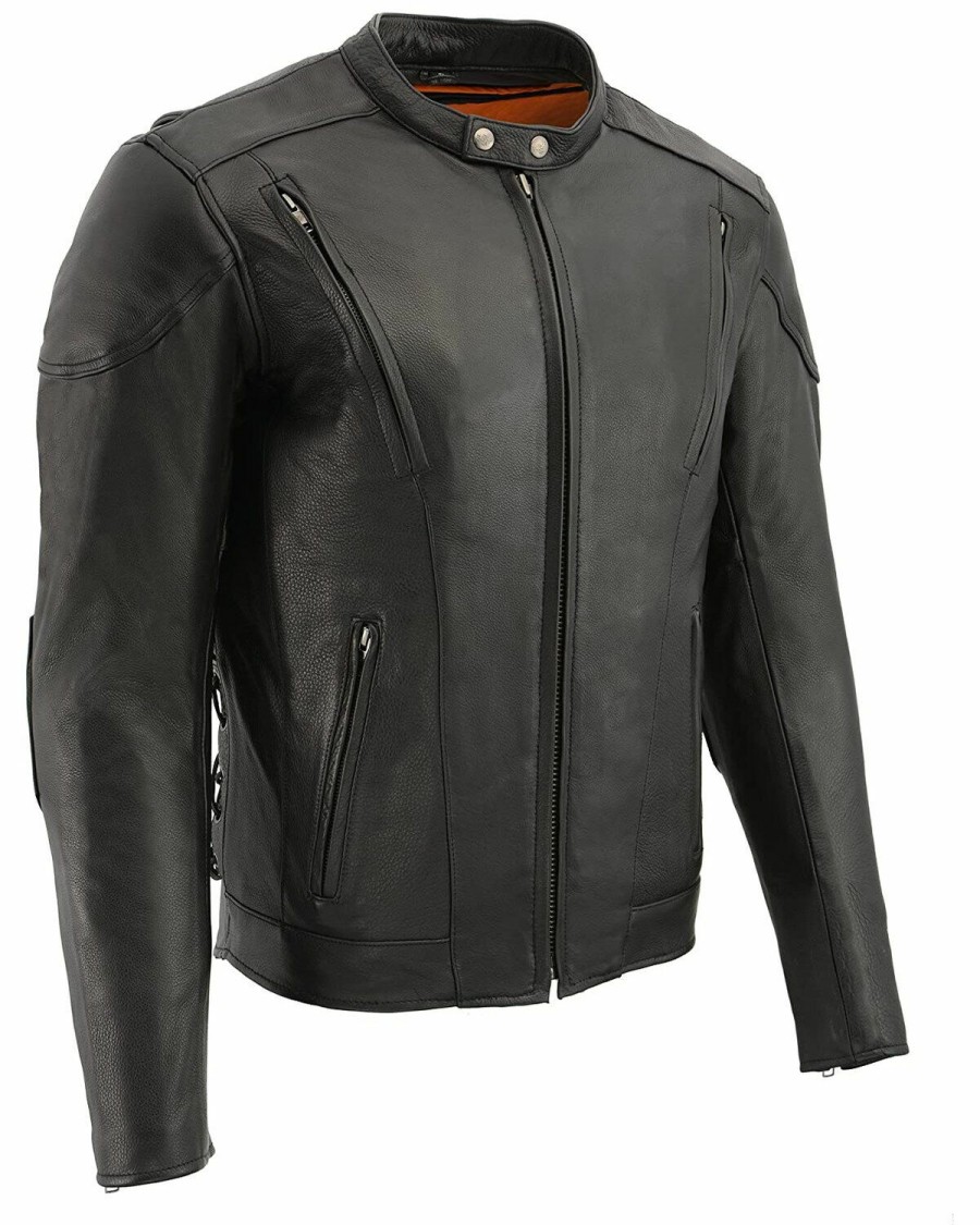 Men * | Sale Online Milwaukee Leather Men'S 3X Side Lace Vented Scooter Jacket Big