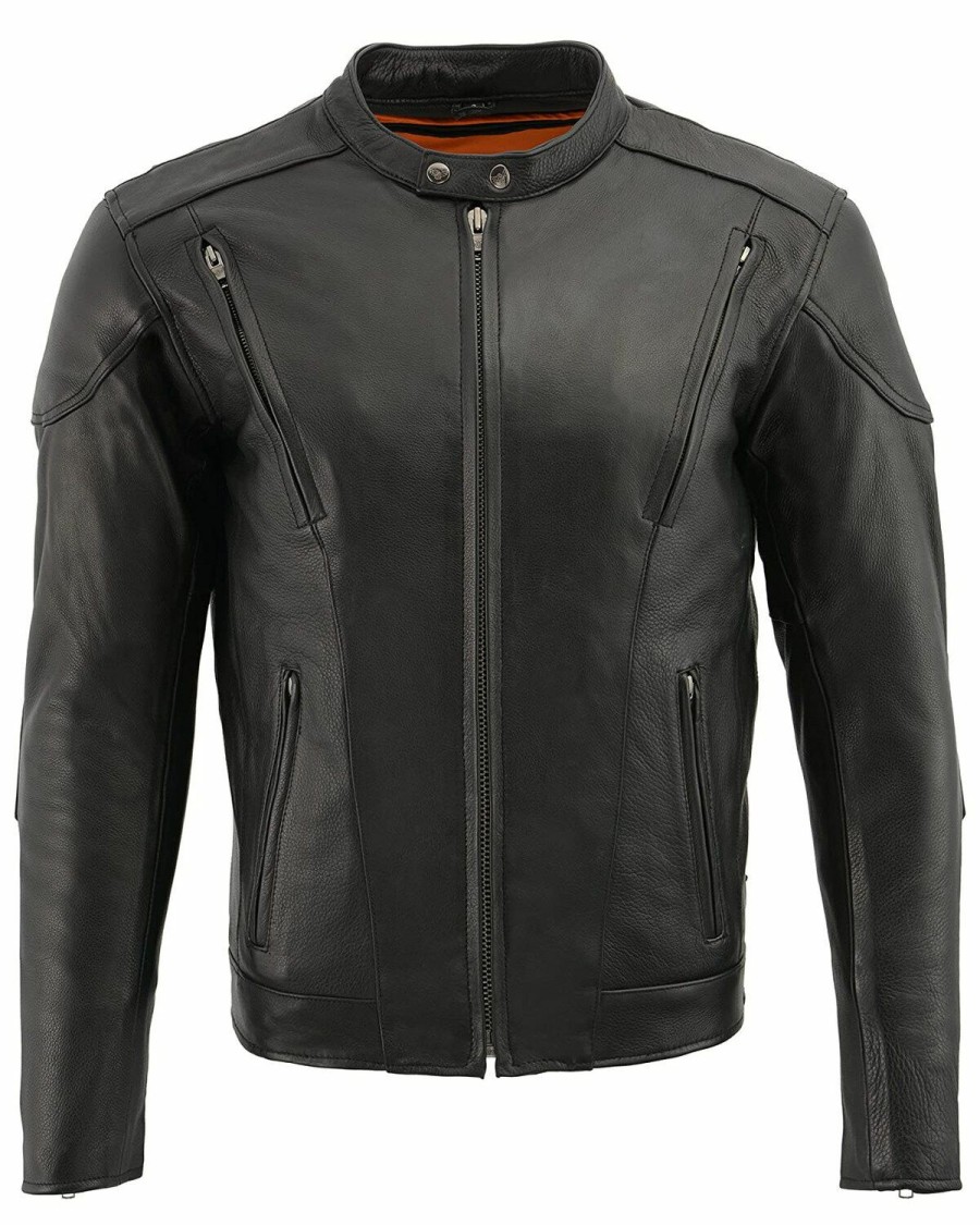 Men * | Sale Online Milwaukee Leather Men'S 3X Side Lace Vented Scooter Jacket Big