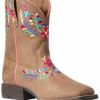 Kids * | Top Selling Ariat Girls' Wild Flower Western Boots Wide Square Toe