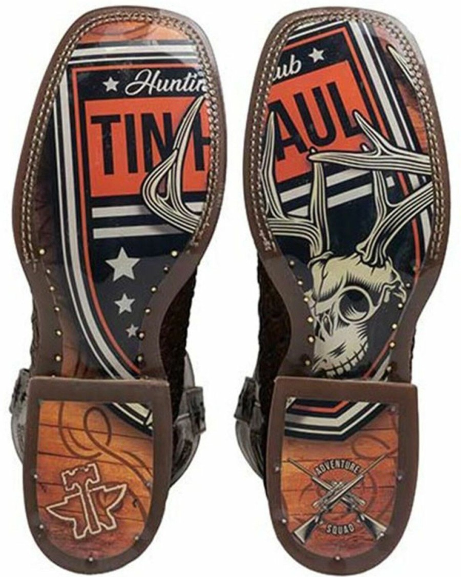 Men * | New Tin Haul Men'S Son Of A Buck Western Boots Broad Square Toe