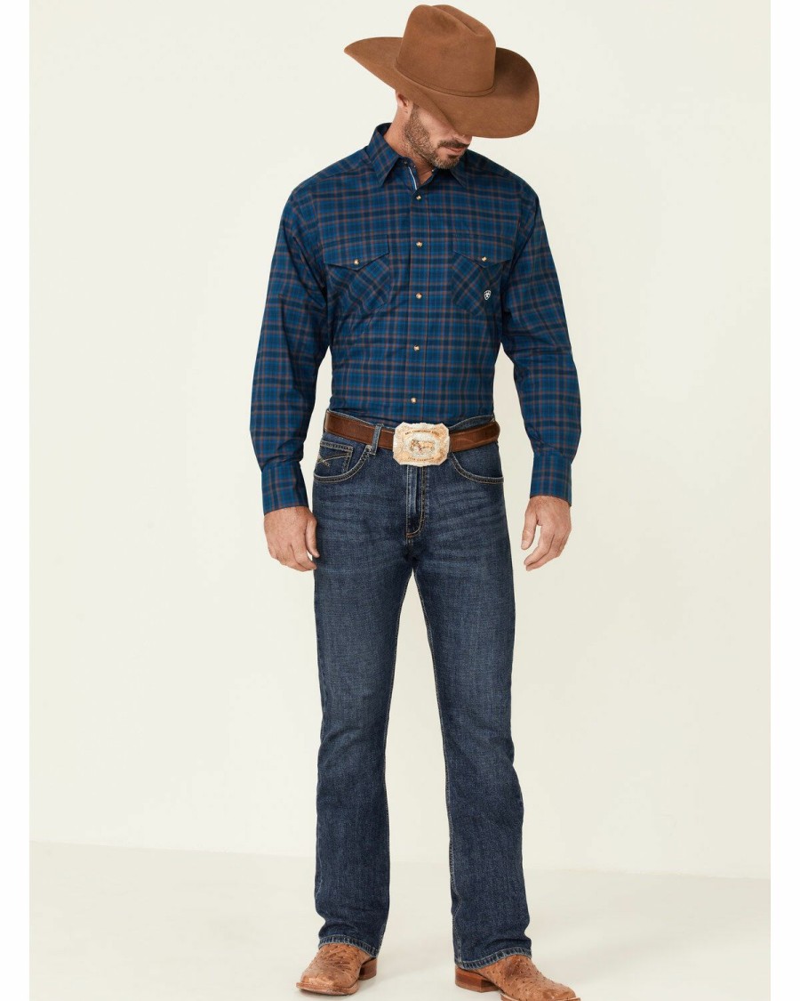 Men * | Top Selling Ariat Men'S Tucker Stretch Plaid Long Sleeve Snap Western Shirt