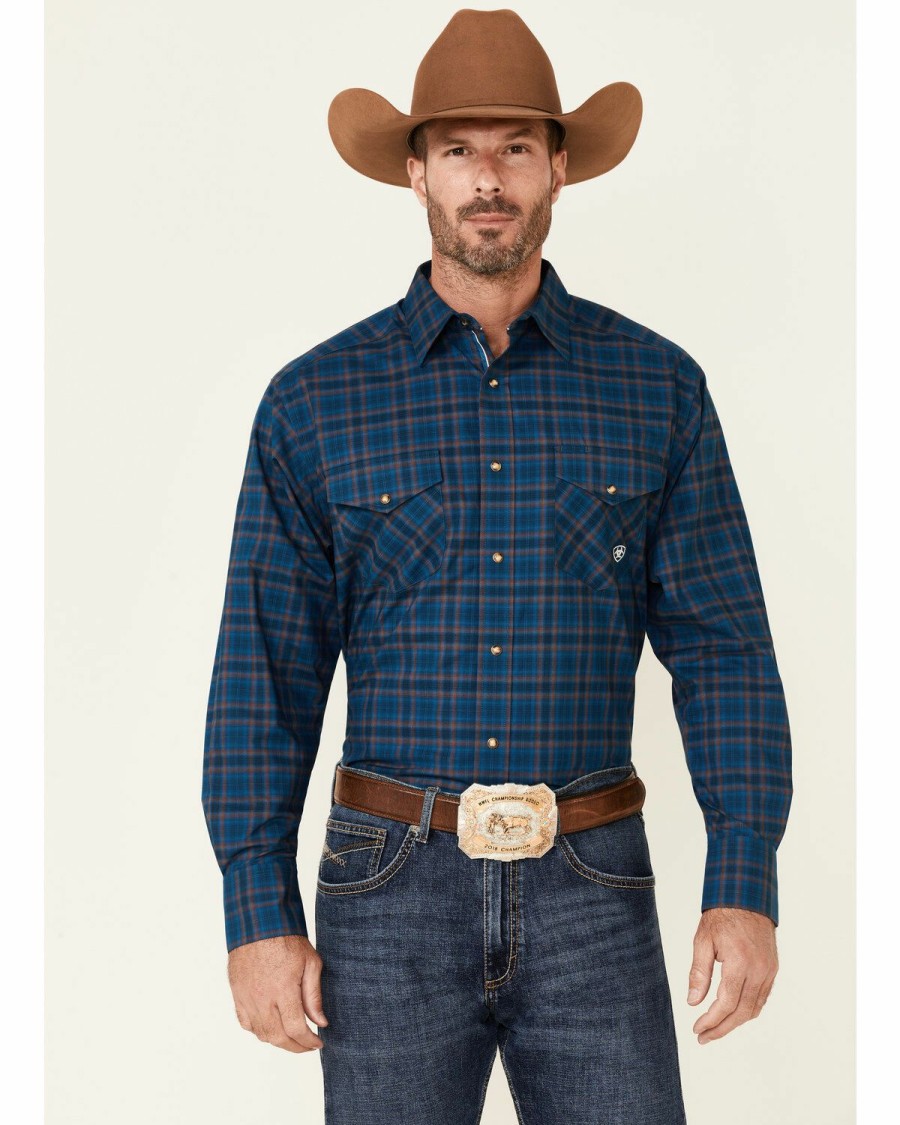 Men * | Top Selling Ariat Men'S Tucker Stretch Plaid Long Sleeve Snap Western Shirt