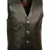 Men * | Best Sellers Milwaukee Leather Men'S Buffalo Nickel Snap Classic Vest