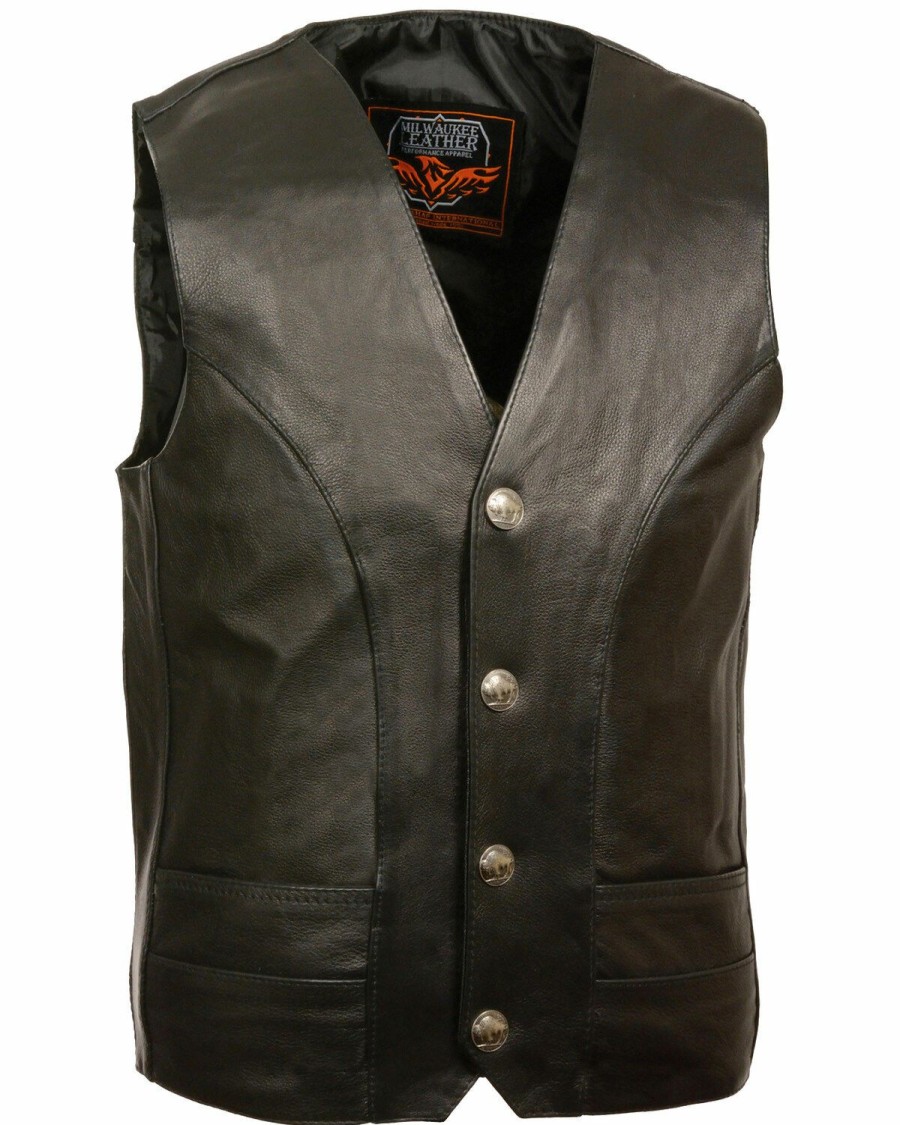 Men * | Best Sellers Milwaukee Leather Men'S Buffalo Nickel Snap Classic Vest