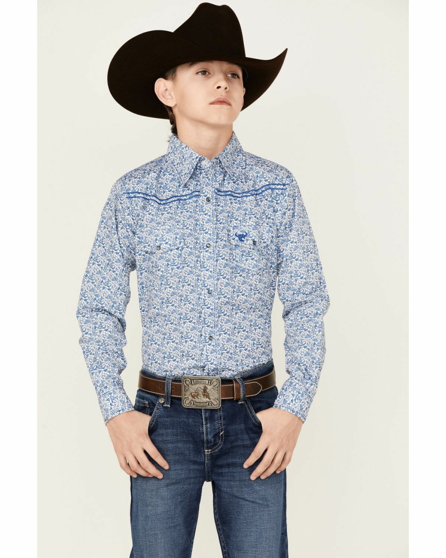 Kids * | Hot Sell Cowboy Hardware Boys' Bramble Paisley Western Long Sleeve Shirt