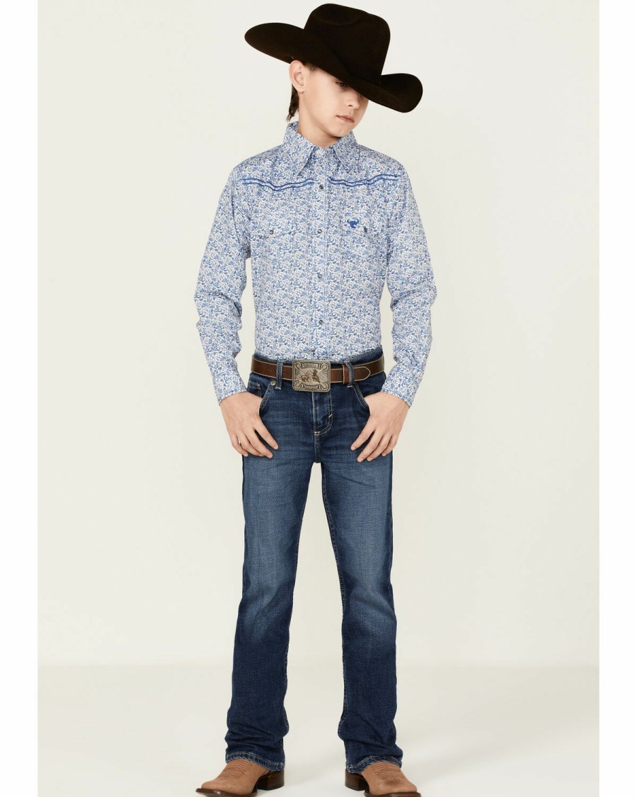 Kids * | Hot Sell Cowboy Hardware Boys' Bramble Paisley Western Long Sleeve Shirt