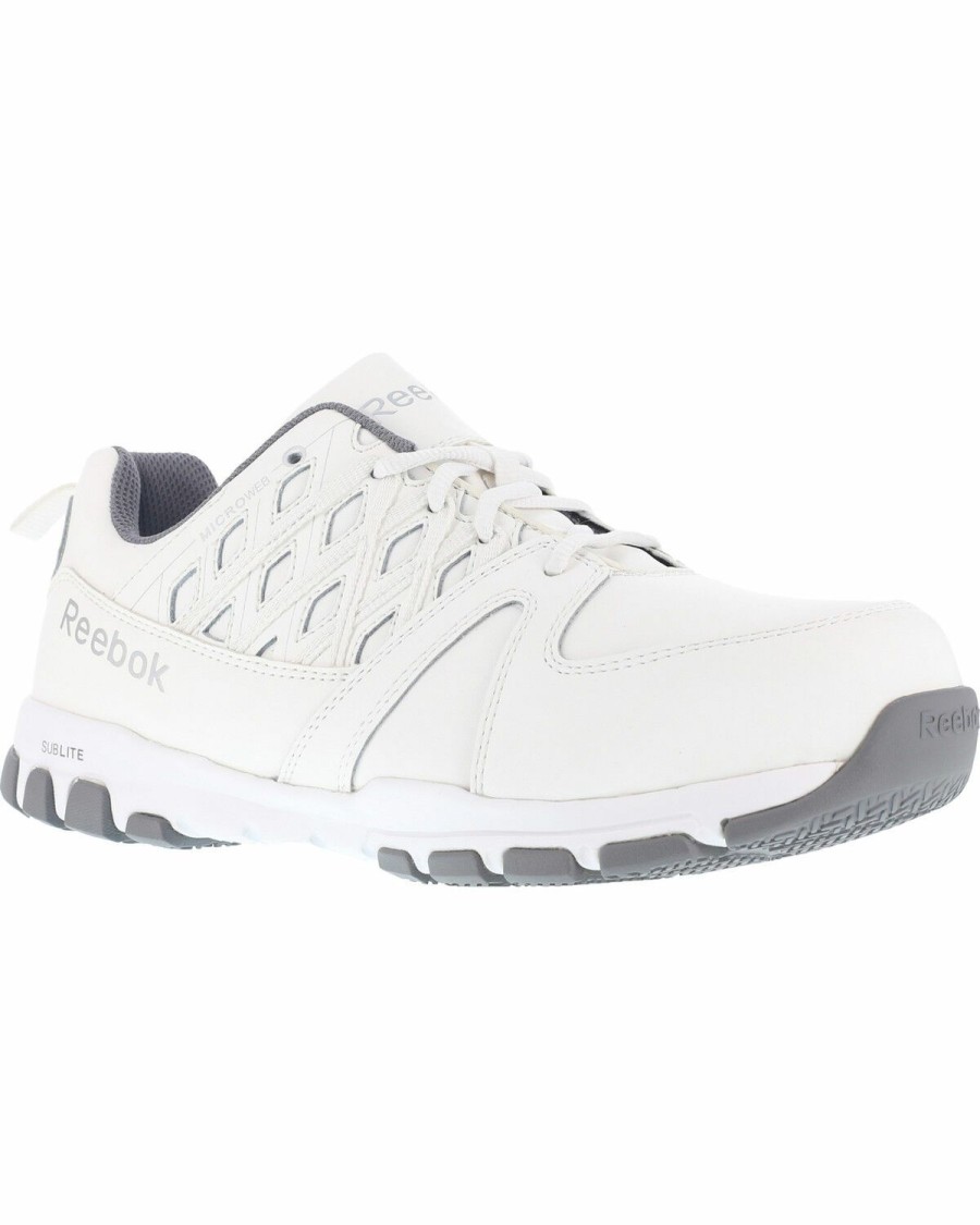 Men * | Premium Reebok Men'S Leather And Microweb Athletic Oxfords Steel Toe