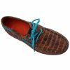 Women * | Premium Ferrini Women'S Brown Genuine Crocodile Print Shoes Moc Toe