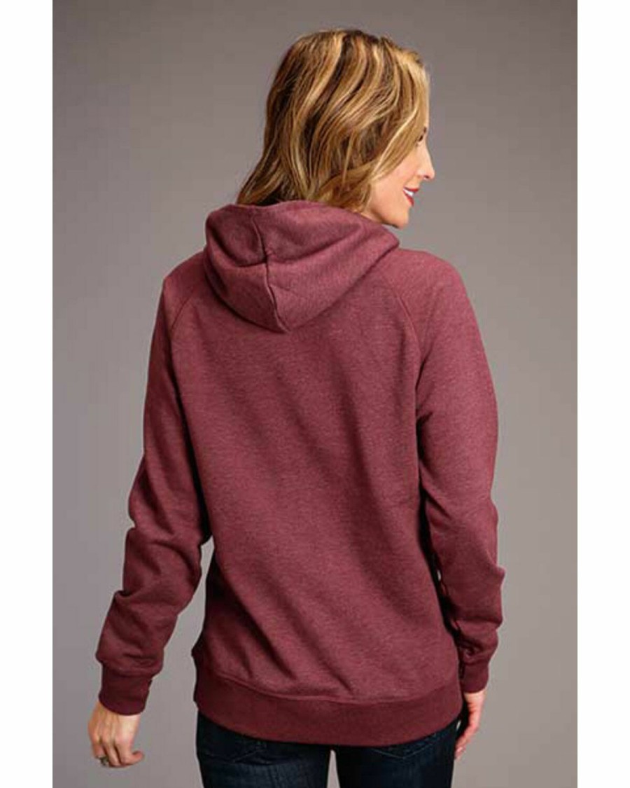 Women * | Special Offers Stetson Women'S Maroon Bucking Cowgirl Graphic Hoodie