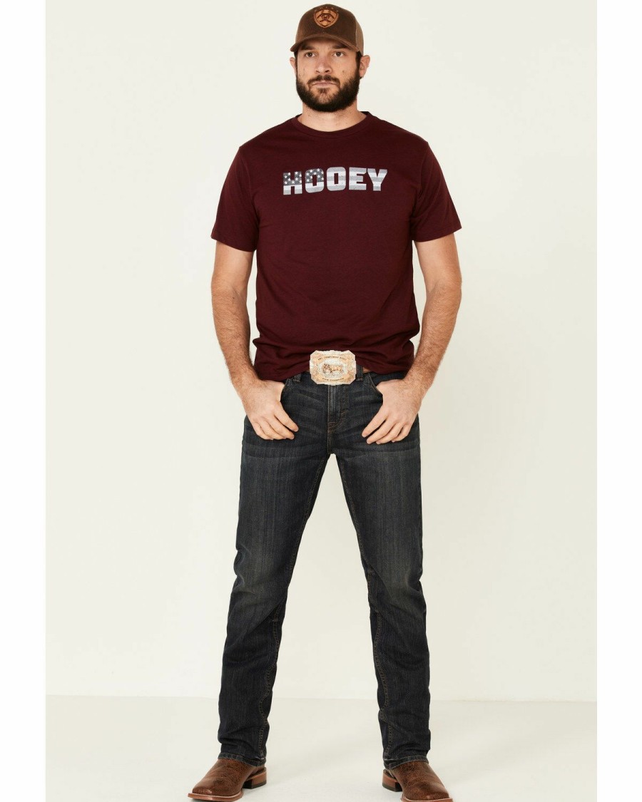 Men * | Sale Online Hooey Men'S Burgundy Flag Logo Graphic T-Shirt