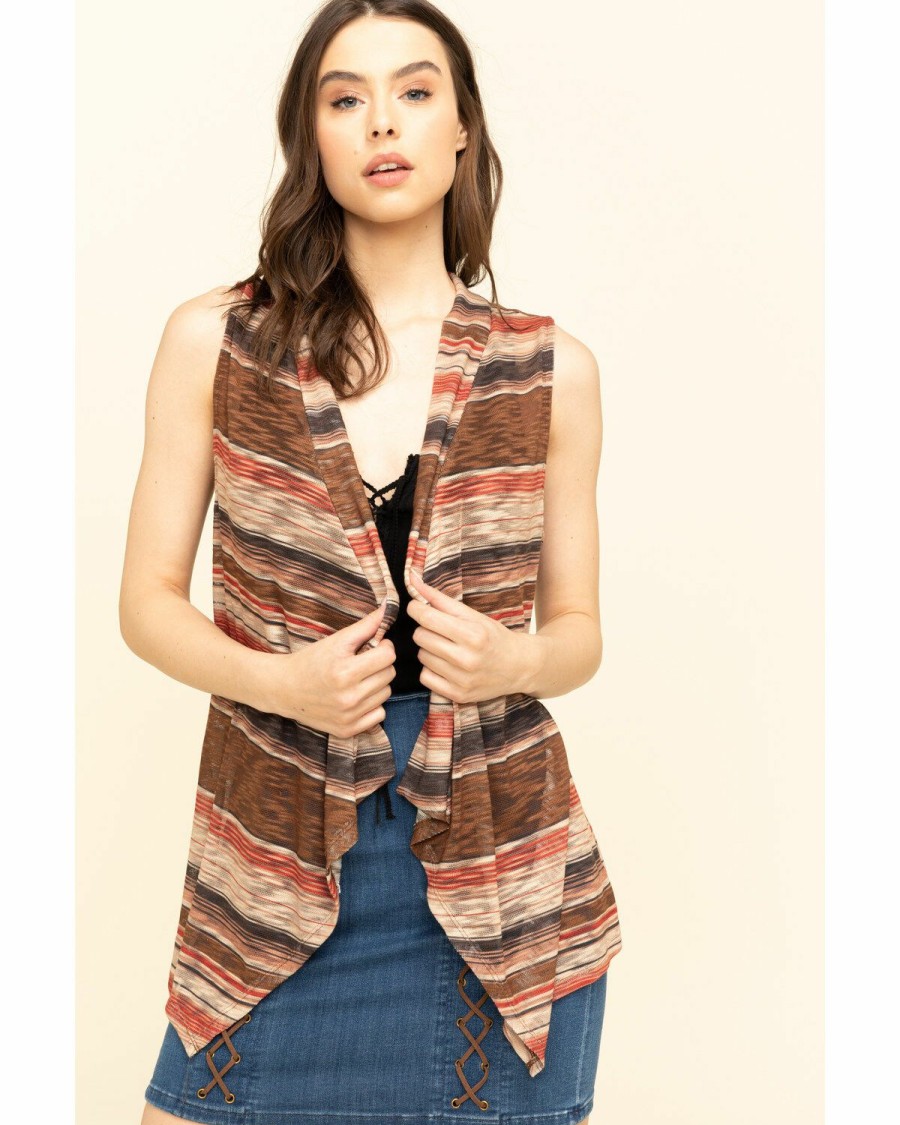 Women * | Cut Price Rock & Roll Denim Women'S Knit Stripe Vest