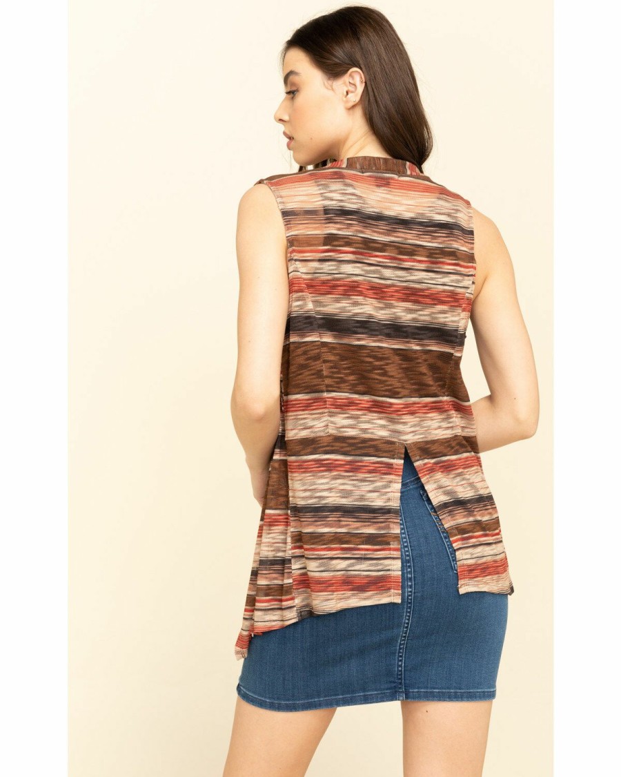 Women * | Cut Price Rock & Roll Denim Women'S Knit Stripe Vest