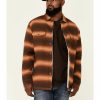 Men * | Sale Online Pendleton Men'S Green & Brown Striped Sherpa-Lined Snap-Front Shirt Jacket