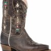 Gifts * | New Threads Roper Girls' Arrows Waxy Brown Leather Cowgirl Boots Snip Toe