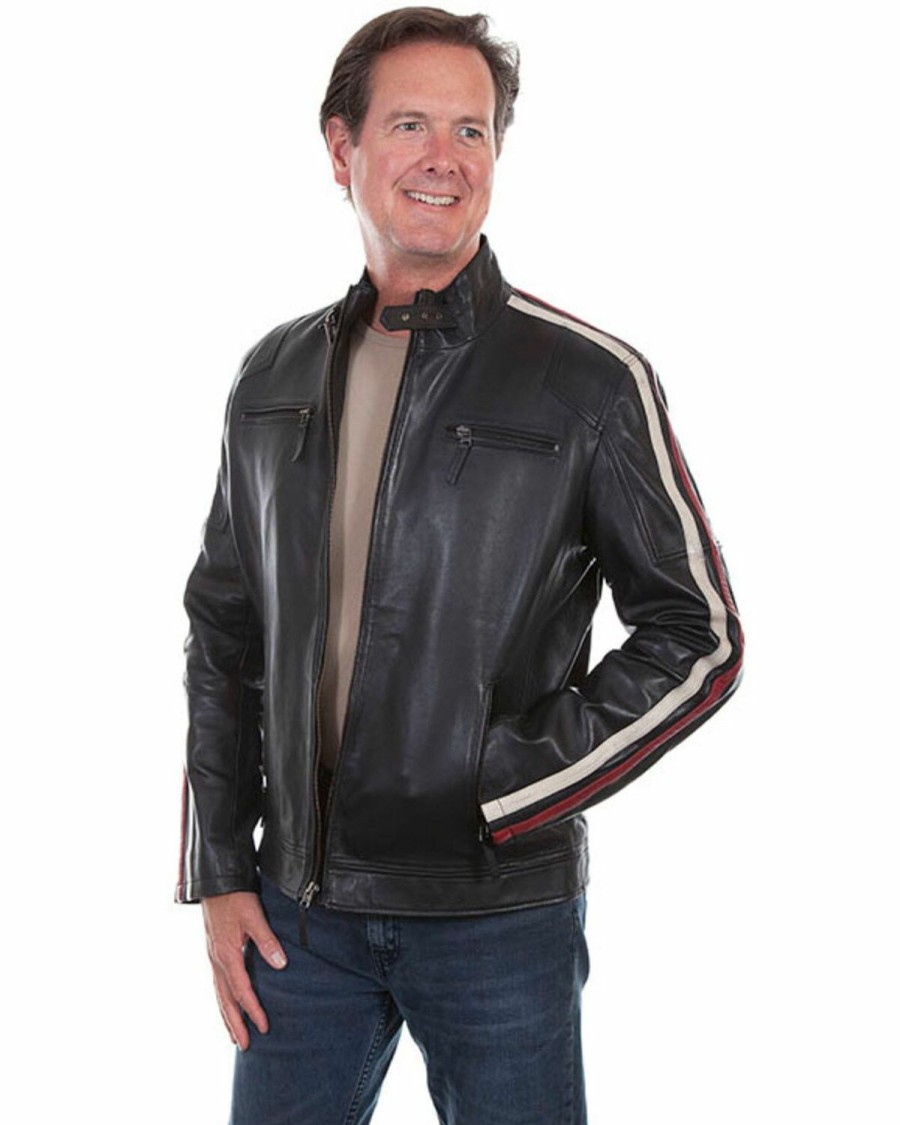 Men * | Bestsellers Scully Leatherwear Men'S Black Lamb Riding Jacket