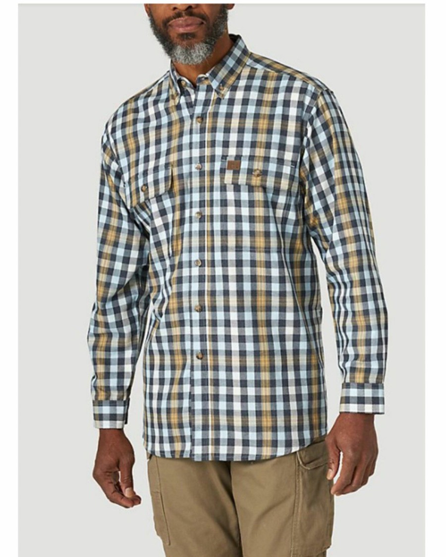 Men * | Hot Selling Wrangler Riggs Men'S Forman Multi Plaid Long Sleeve Button-Down Work Shirt