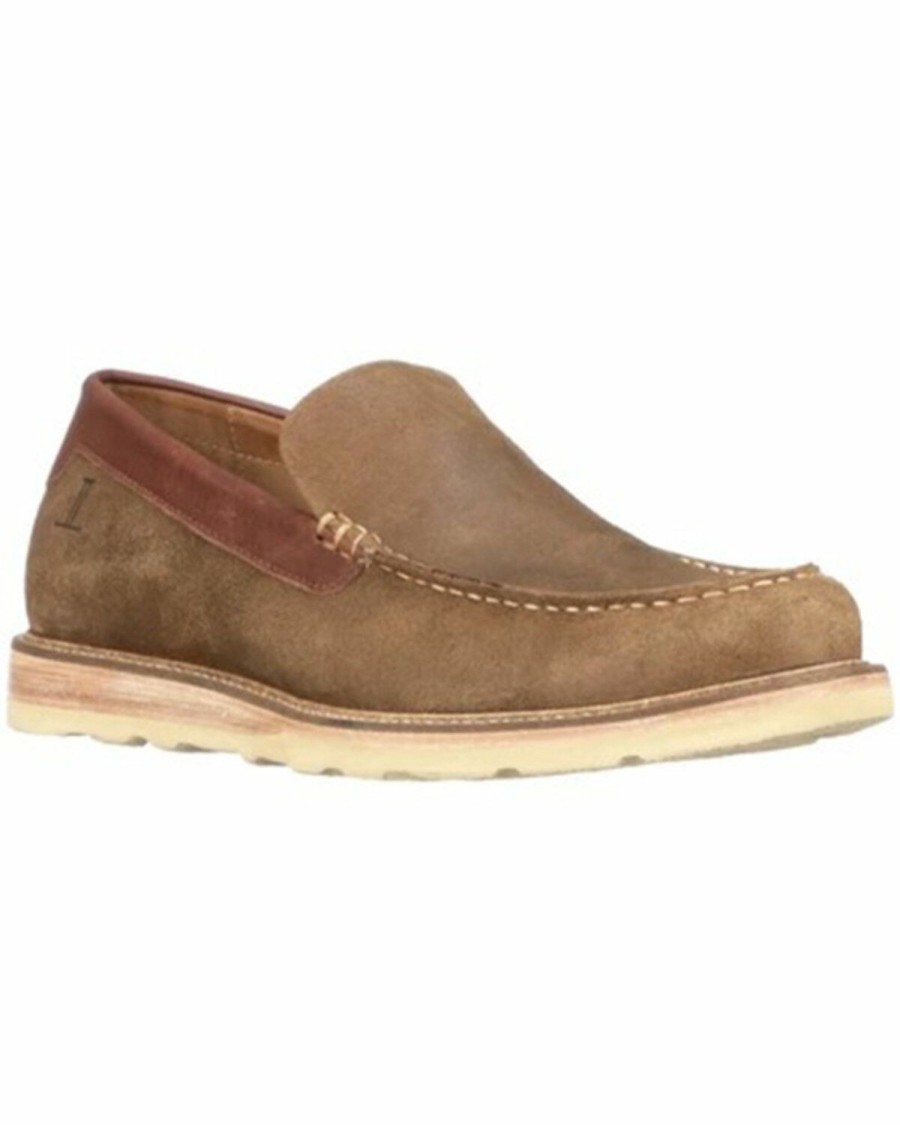 Men * | Premium Lucchese Men'S Olive Suede After-Ride Slip-On Casual Moccasin Moc Toe