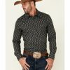 Men * | Hot Selling Rock & Roll Denim Men'S Brown Southwestern Geo Print Long Sleeve Snap Western Shirt