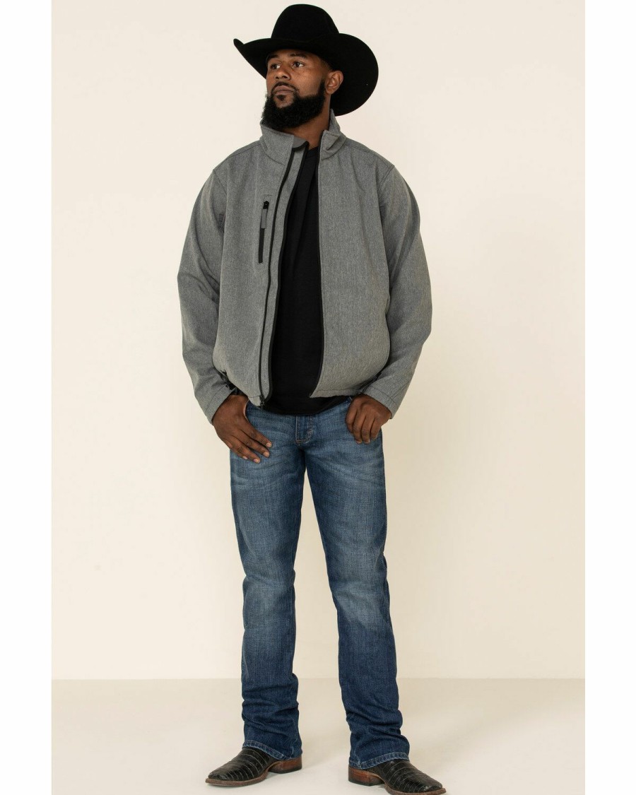 Men * | Latest Cowboy Hardware Men'S Grey Logo Poly Shell Jacket