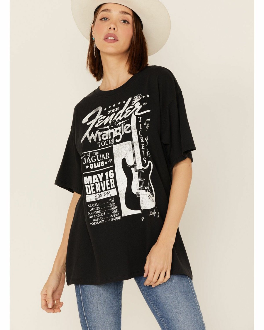 Women * | Cut Price Wrangler Women'S Fender Concert Oversized Tee