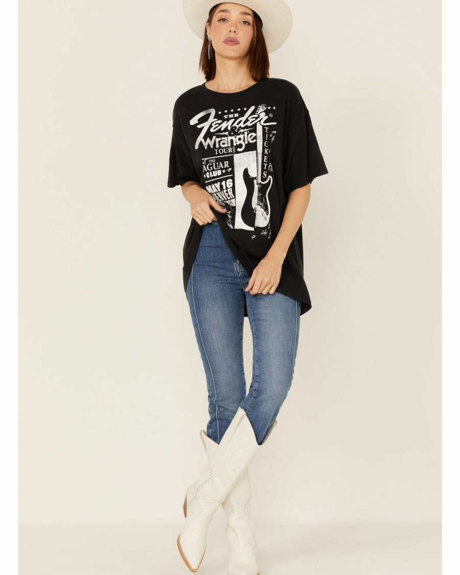 Women * | Cut Price Wrangler Women'S Fender Concert Oversized Tee