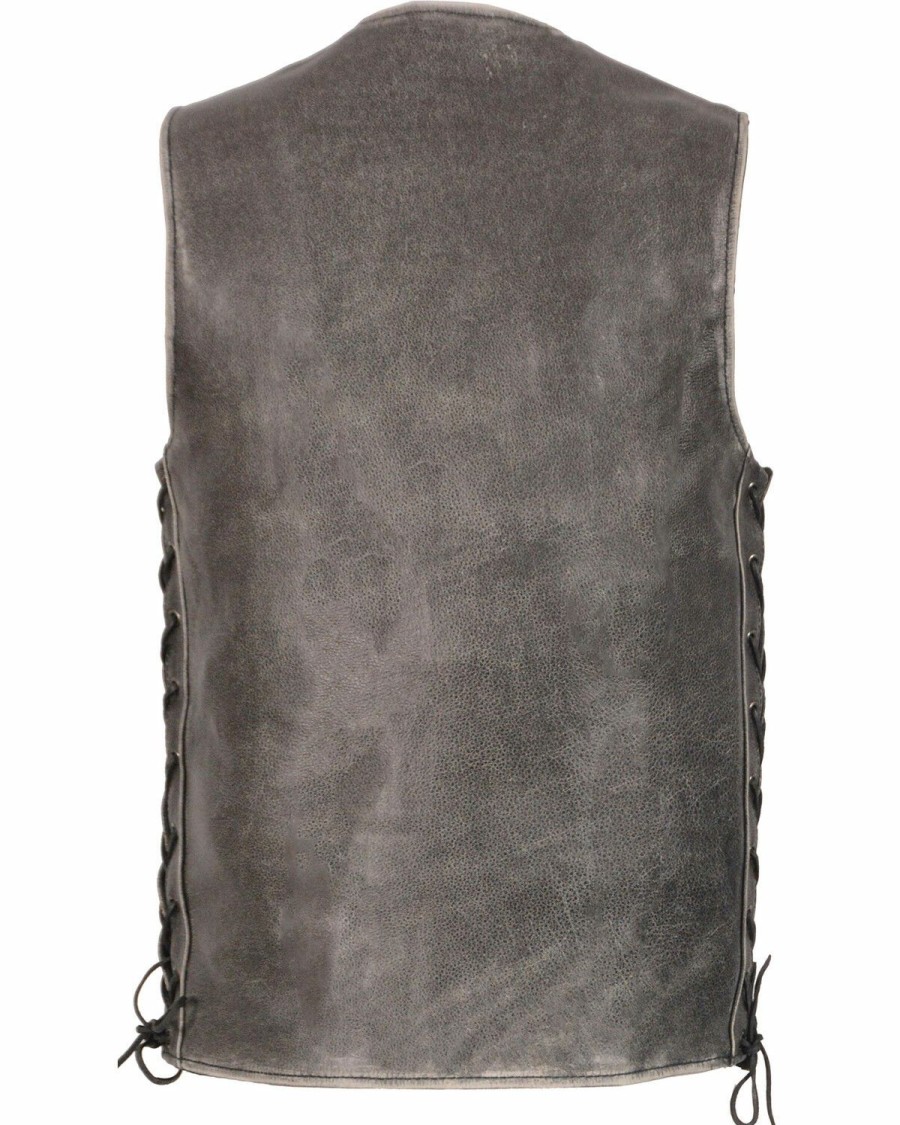 Men * | Cut Price Milwaukee Leather Men'S Grey Side Lace Vest Big 3X