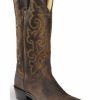 Men * | Top Selling Justin Men'S Brown Leather Cowboy Boots Medium Toe