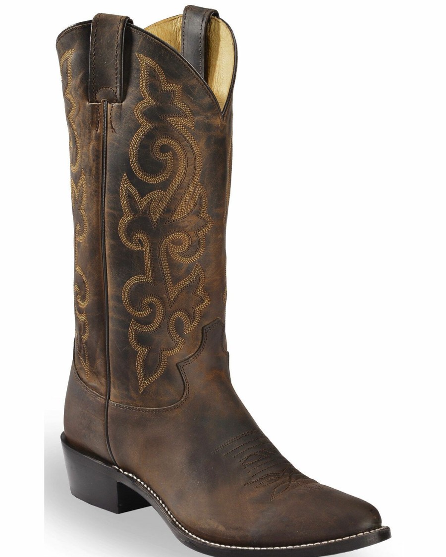 Men * | Top Selling Justin Men'S Brown Leather Cowboy Boots Medium Toe