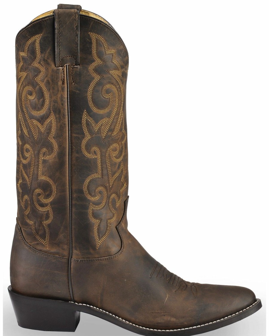 Men * | Top Selling Justin Men'S Brown Leather Cowboy Boots Medium Toe