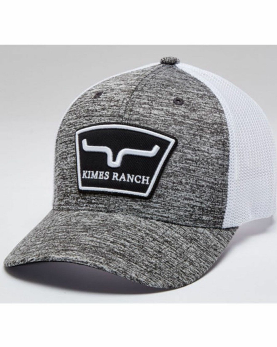 Men * | Latest Kimes Ranch Men'S Heather Grey Hardball Logo Patch Mesh-Back Trucker Cap