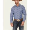 Men * | Sale Online Pendleton Men'S Indigo Chambray All-Over Dobby Print Long Sleeve Button-Down Western Shirt